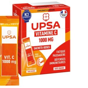 UPSA VITALITE Vitamine C 1000mg 10 Sachets Doses - Fatigue Passagère, Défenses Immunitaires