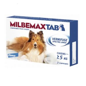 MILBEMAXTAB Chiens de plus de 5kg - Vermifuge Interne Spectre Large - Bte/2 Comprimés