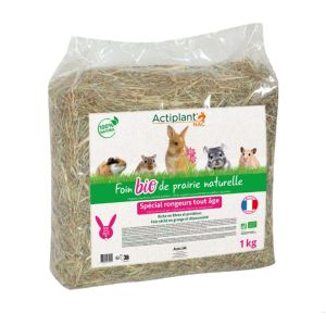 ACTIPLANT NAC Foin Bio de Prairie Naturelle 1kg Décompressé - Spécial Rongeurs Tout Age