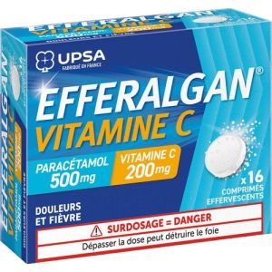 Efferalgan Vitamine C 500 mg/200 mg, 16 comprimés effervescents
