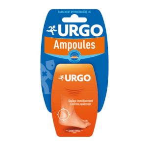 URGO AMPOULES 5 Pansements Hydrocolloïdes Grand Format 7.2 x 4.3 cm - Talons, Paumes