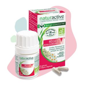 NATURACTIVE Règles Douloureuses 30 Gélules - Confort Menstruel, Crampes Abdominales Périodiques
