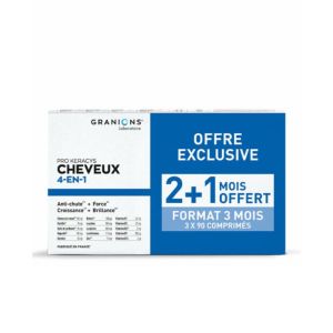 GRANION PRO HERACYS CHEVEUX 4 en 1 Offre Exclusive 3x 90 Comprimés - 2 + 1 Mois Offert