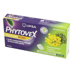 PHYTOVEX Maux de Gorge Intenses 20 Pastilles - Calme la Sensation de Brûlure en Cas de Gorge Irritée