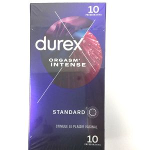 DUREX ORGASM INTENSE Préservatif Perlé et Nervuré avec Gel Stimulant pour le Plaisir Féminin - Diamè