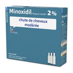 Minoxidil 2% Biogaran Solution Chute de Cheveux Modérée Bte/3