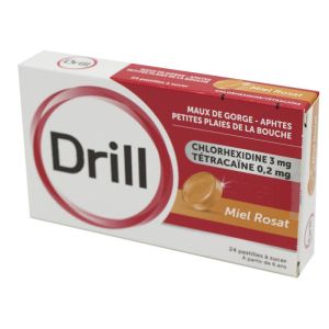 Drill Miel Rosat, 24 pastilles à sucer