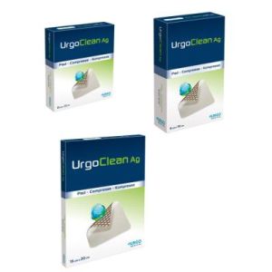 URGOCLEAN AG 13 x 12 cm Bte/16 - Pansement Absorbant Stérile - Fibres Polyacrylates, Ions d' Argent