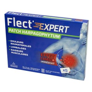FLECT'EXPERT 5 Patchs Harpagophytum 10 x 14cm - Effet Chaud Immédiat