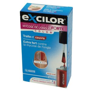 EXCILOR FORTE Rouge Corail 30ml + 8 ml - Traitement de la Mycose de l' Ongle - Technologie TransActive+