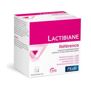 LACTIBIANE Référence 30 Sachets 2.5g - 4 Souches Microbiotiques Concentrées Dosées à 10 Milliards