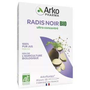 ARKOFLUIDES Radis Noir BIO - 20 Ampoules de 10ml - 100% Pur Jus - Complément Alimentaire Bien-Etre