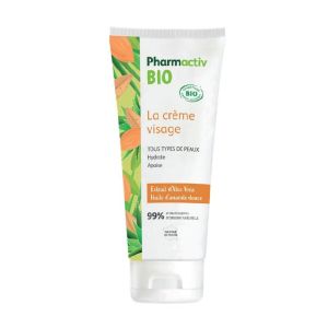 PHARMACTIV BIO La Crème Visage 100ml - Tous Types de Peaux - Aloe Vera Bio, Amande Douce