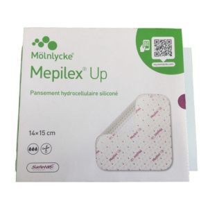MÖLNLYCKE , MEPILEX UP 14 x 15 , Pansement Hydrocelluraire siliconé à micro-adhérence sélective , Bte/10