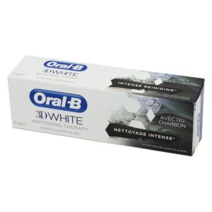 ORAL B 3D WHITE Whitening Therapy Nettoyage Intense 75ml - Dentifrice Blancheur au Fluor et Charbon
