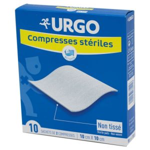 URGO Compresses Stériles Non Tissées 10 x 10 cm Bte/10 - Sachet de 2 Compresses - Bte/10