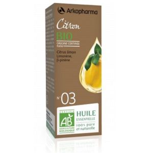ARKOESSENTIEL BIO Citron n°03 - Fl/10ml - Huile Essentielle 100% Pure et Naturelle