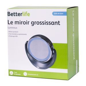 BETTERLIFE le Miroir Grossissant 5 Fois, Lumineux, Pivotant à 360 Degrés - 1 unité