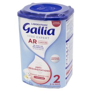 GALLIA Bébé Expert AR 2 Caroube 800g - Lait en Poudre Anti Régurgitations Nourrissons 6 à 12 Mois