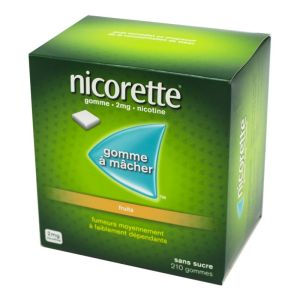 Nicorette 2mg fruits, sans sucre - 210 gommes à mâcher