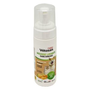 VETOSAN Mousse Lavante sans Rinçage 150ml - Chat, Chien - Hygiène du Pelage Dès 3 Mois