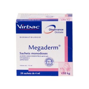 MEGADERM Bte/28 Aliment Complémentaire Diététique pour Chien (-10 kg) Dermatose, Dépilation