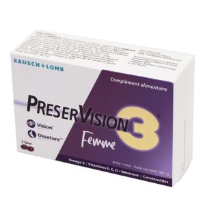 PRESERVISION 3 FEMME 60 Capsules - Complément Alimentaire à Visée Oculaire et Osseuse