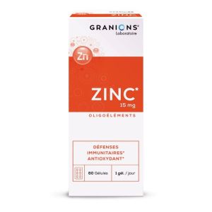 GRANIONS OLIGOELEMENTS Zinc 15mg 60 Gélules - Défenses Immunitaires, Anti-oxydant