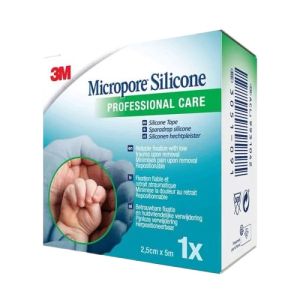 Micropore Silicone 2.5 cm x 5 m Sparadrap sans Latex pour Fixations de Pansement, Sondes - Bte/1