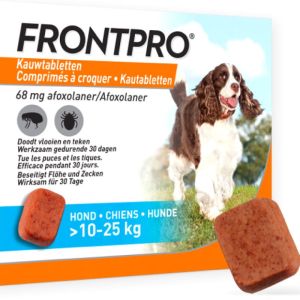 FRONTPRO 68mg chien  10 à 25kg antiparasitaire voie orale 3 cp à croquer