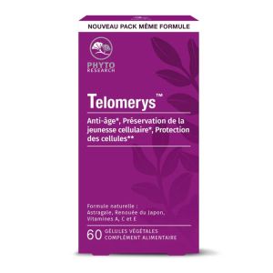 TELOMERYS 60 Gélules Végétales - Anti-âge, Protection des Cellules, Jeunesse Cellulaire