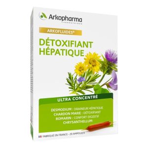 ARKOFLUIDES Détoxifiant Hépatique - Romarin, Desmodium, Chardon Marie, Chrysanthellum Bte/20