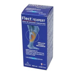 FLECT'EXPERT Huile de Massage Concentré 100ml - Courbatures, Contractures, Crampes, Avant et Après Effort