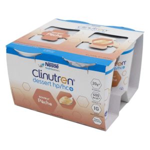 CLINUTREN DESSERT HP/HC+ Pêche - Complément Nutritionnel 400 Kcal - 4x Cup/200g