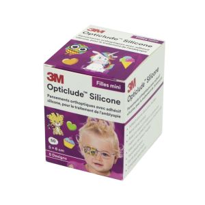 OPTICLUDE SILICONE Mini Filles 50 Pansements 5 x 6cm - 5 Designs