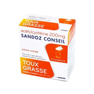 Acétylcystéine Sandoz Conseil 200 mg, 20 sachets