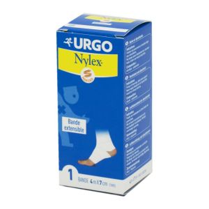 URGO NYLEX OCREP 4 m x 15 cm Bande de Crêpe Blanche en Coton Elastomère,  Aérée, Réutilisable - Bte/1