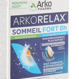 ARKORELAX Sommeil Fort 8H - Complément Alimentaire Bicouche (Libération Rapide + Prolongée) - Bte/15