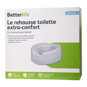 BETTERLIFE le Rehausse Toilette Extra Confort / Surélévateur WC en Mousse Recouvert de PVC - 1 Unité