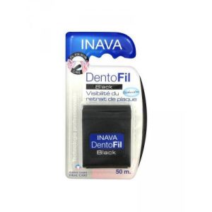 INAVA Dentofil Black - Fil Dentaire Fin Noir Ciré avec Visibilité du Retrait de Plaque pour le Netto