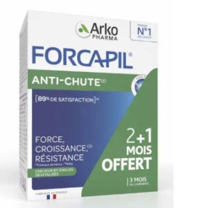 FORCAPIL Anti-Chute 90 Comprimés (2 + 1 Mois Offert) - Repousse, Croissance, Résistance