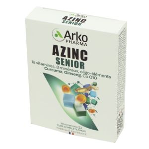 AZINC Sénior 30 Comprimés - 12 Vitamines, 8 Minéraux, Oligo-Eléments, Curcuma, Ginseng, Coenzyme Q10