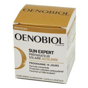 OENOBIOL SUN EXPERT Préparateur Solaire Accélérée 15 Capsules - Protection Cellulaire Anti-oxydante, Favorise un Hâle Eclatant