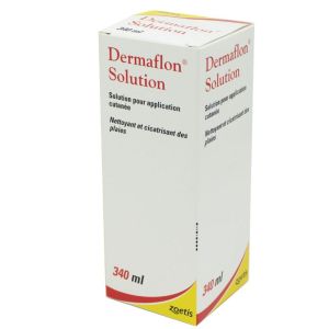 DERMAFLON Solution 340ml pour Application Cutanée et Auriculaire - Nettoyant, Cicatrisant