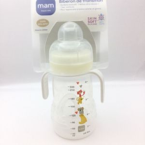 MAM TRAINER Biberon de Transition 220ml Vert  - Biberon Trainer Anti Fuites 4 Mois et + avec Poignée