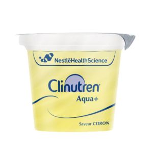 CLINUTREN Aqua + Citron - Eau Gélifiée Aromatisée - Troubles de la Déglutition - 4x Cup/125g