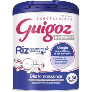 GUIGOZ EXPERT - Riz alternative végétale - Allergie aux protéines de lait de vache - 0/36 mois - Bte/800g
