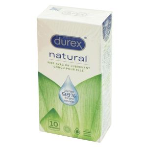 DUREX NATURAL 10 Préservatifs Fins avec un Lubrifiant Conçu pour Elle