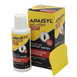 APAISYL XPERT Poux et Lentes 100ml - Lotion Radicale Tuant 100% des Poux et Lentes - Lotion + Peigne