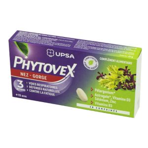 PHYTOVEX Nez Gorge 20 Comprimés - Triple Action : Voies Respiratoires + Défenses Naturelles + Fatigue